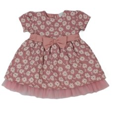 J33827: Baby Girls Lined Party Dress- Dusky Pink (1-2 Years)